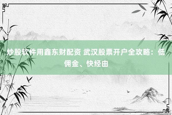 炒股软件用鑫东财配资 武汉股票开户全攻略：低佣金、快经由