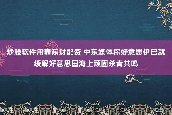 炒股软件用鑫东财配资 中东媒体称好意思伊已就缓解好意思国海上顽固杀青共鸣